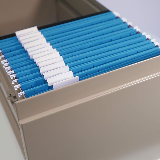 Smead Standard Hanging File Folders, 25 Count, Sky Blue, 1/5-Cut Adjustable Tabs, Letter Size (64068)