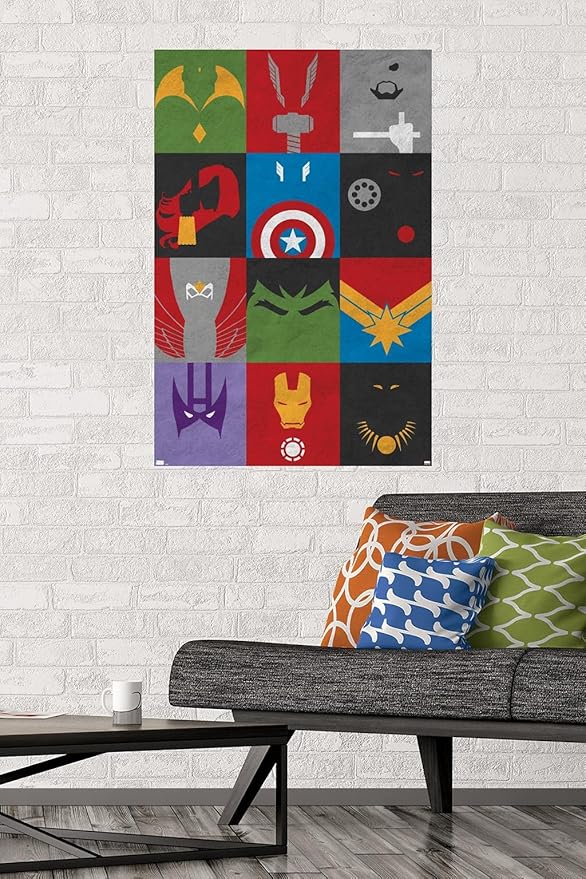 Trends International Marvel Comics - Avengers - Minimalist Grid Wall Poster, 22.375" x 34", Unframed Version