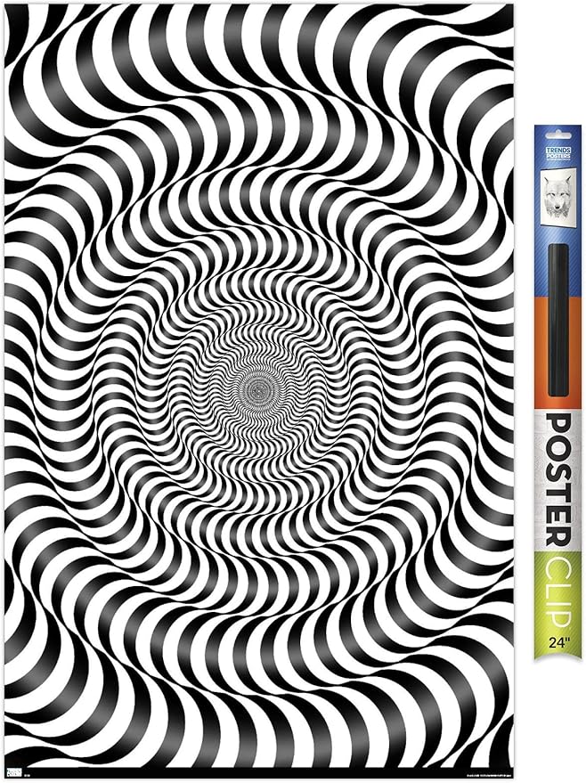 Trends International Zebra Stripe Optical Illusion Wall Poster, 22.375" x 34", Premium Poster & Clip Bundle