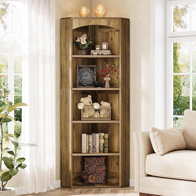 Tribesigns Corner Storage Cabinet, 70.9" Tall Corner Shelf & Bookshelf & Bookcase, Freestanding Corner Cabinet for Living Room Kitchen Home Office
