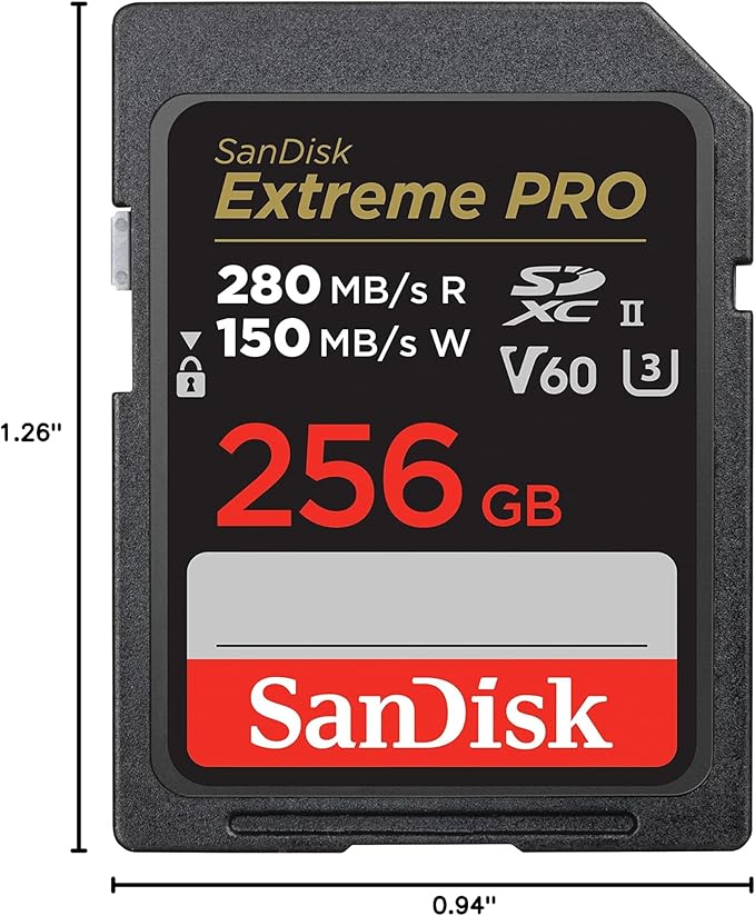 SanDisk 256GB Extreme PRO SDXC UHS-II Memory Card - C10, U3, V60, 6K, 4K UHD, SD Card - SDSDXEP-256G-GN4IN