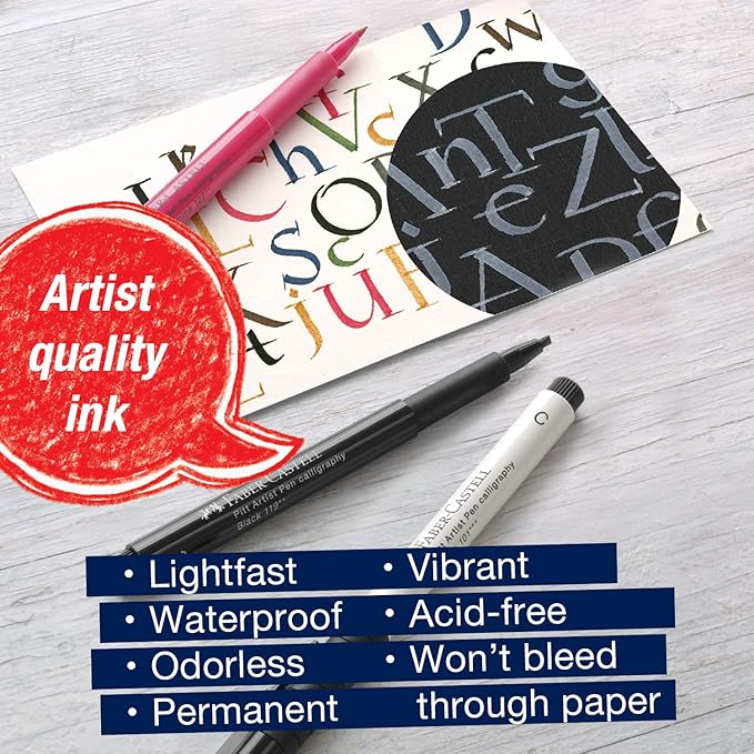 Faber-Castell Calligraphy Pitt Artist Pen Set - Multi Colored Calligraphy Pens (6 Count)