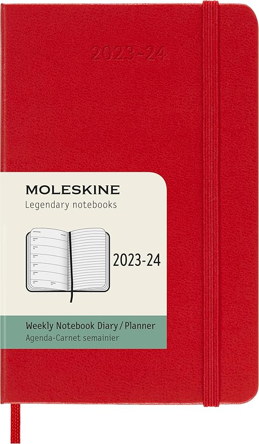 Moleskine Classic 18 Month 2023-2024 Weekly Planner, Hard Cover, Pocket (3.5" x 5.5"), Scarlet Red