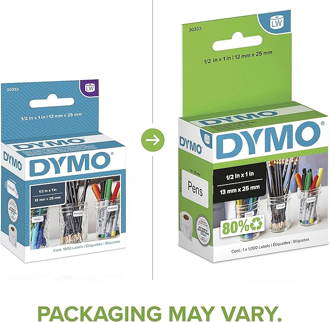 DYMO Authentic LW Extra-Small Multi-Purpose Labels DYMO Labels for LabelWriter Printers White 1/2" x 1" 1 Roll of 1000