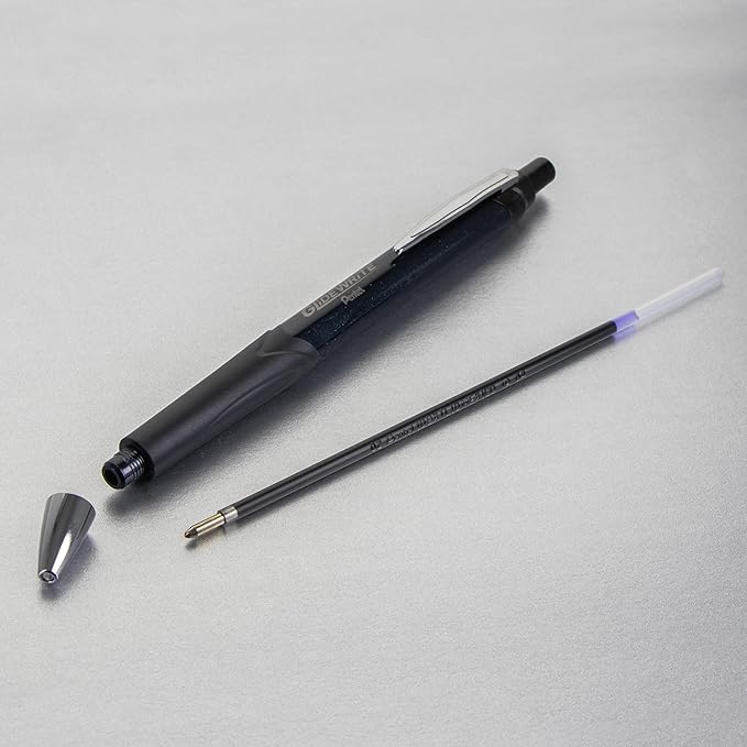 Pentel Glidewrite Signature Ballpoint Pen, (1.0mm) Medium, Black Barrel, Black Ink, Pack of 3 (BX930ABP3A)