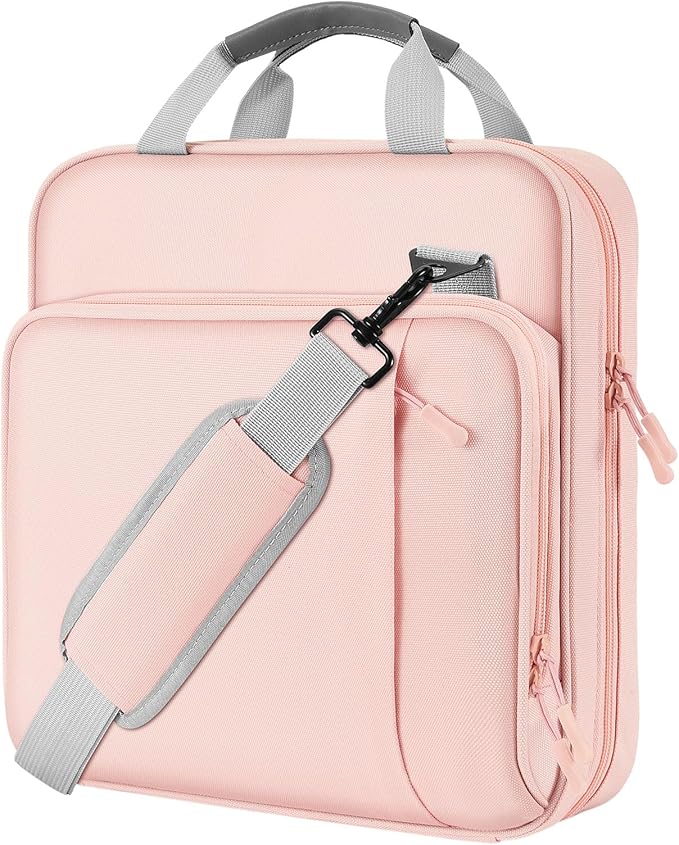 MoKo Zipper Binder, 2 Inch 3 Ring Binder with Zipper, 500 Sheet Capacity Zip Up Binders with Shoulder Strap Handle, Multi-Pocket Zip Up Binders for Middle School Student, Pink