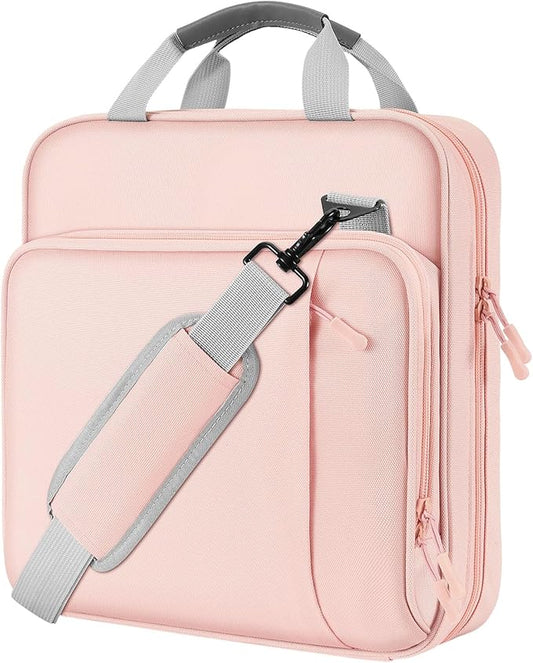 MoKo Zipper Binder, 2 Inch 3 Ring Binder with Zipper, 500 Sheet Capacity Zip Up Binders with Shoulder Strap Handle, Multi-Pocket Zip Up Binders for Middle School Student, Pink