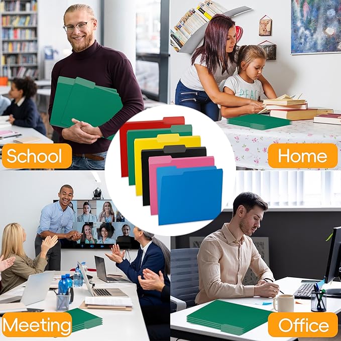 100 Packs File Folders,Green Folder,1/3-Cut Tabs,File Folders Letter Size,8.5x11 Inch File Folder for Office,School and Home,Organizer Documents