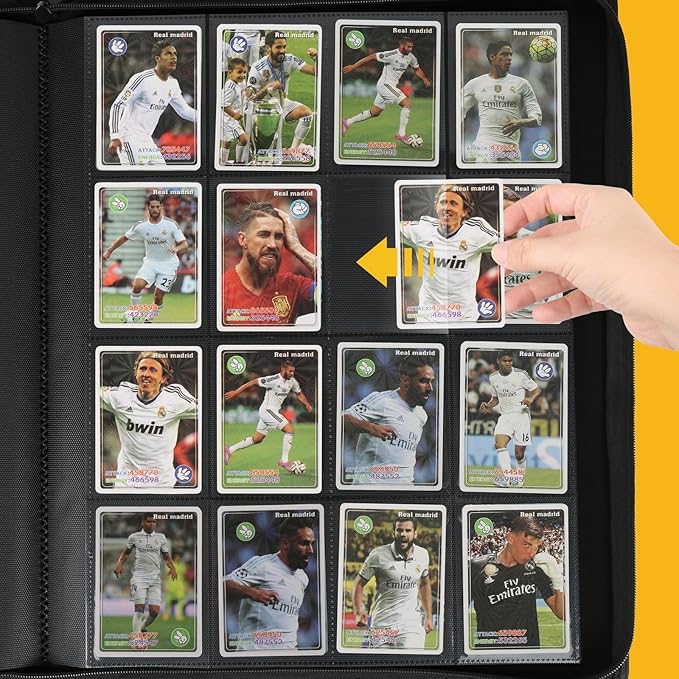 Trading Card Binder 16 Pocket, GERMUN PU Cover Card Binder for 1000+ Cards, Premium Trading Card Holder Folders, Double Sided Pocket Card Album for MTG, TCG (Blue)