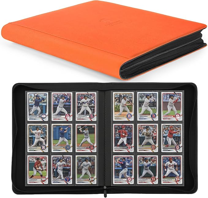 Trading Card Binder, Premium 9 Pocket 540 Double Sided Pocket Collection Binder, Card Album for TCG Card Holder for Game Card, Sports Card, Yugioh, MTG etc(Orange)