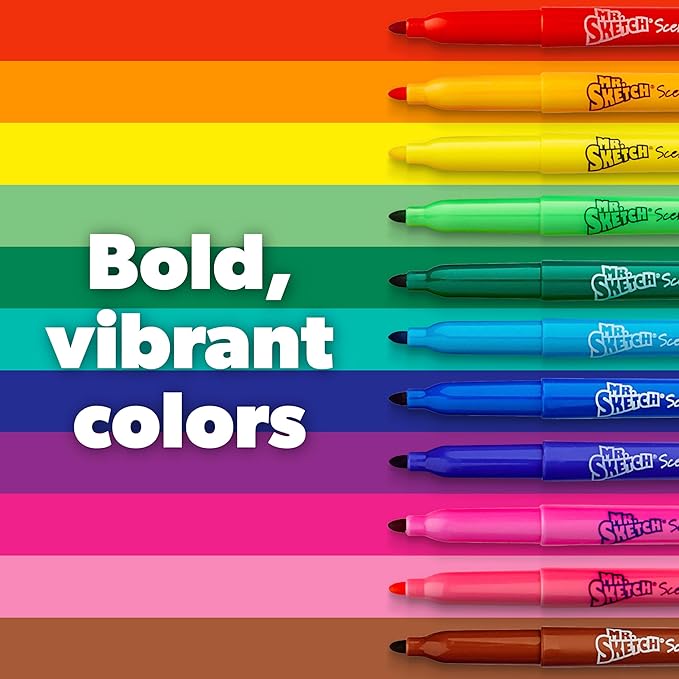 Mr. Sketch Scented Stix Markers, Fine Tip, Assorted Colors, 10 Count - Fun for Kids, Coloring, Spark Creativity, Arts & Crafts