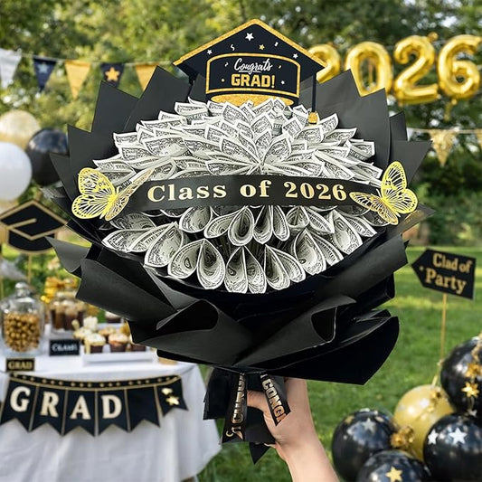 DataMoon 2026 Graduation Gifts for Her Him, DIY Money Bouquet Kit Class of 2026 Middle High School College Graduation Gifts Ideas for Women Daughter Son