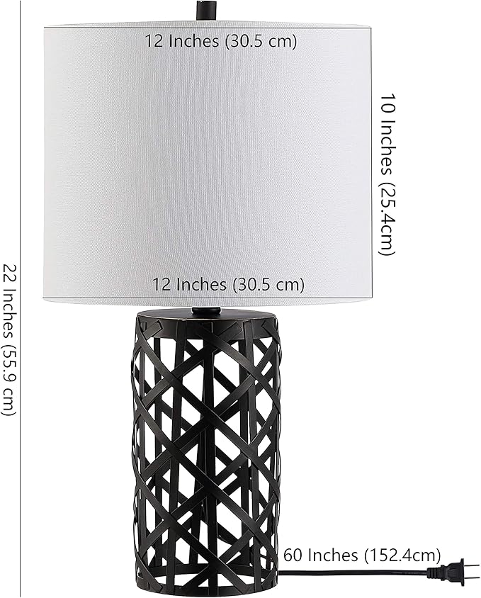 SAFAVIEH Lighting Collection Berny Modern Contemporary Industrial Farmhouse Black Iron 22-inch Bedroom Living Room Home Office Desk Nightstand Table Lamp (LED Bulb Included)