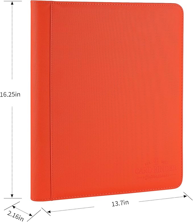 Toploader Binder,Toploader Hard Cases, 9-Pocket Pages Sleeves Hold up 288 Cards.Toploader Card Binder with Sleeves for “3×4” rigid，Card Holder(Hermes Orange)