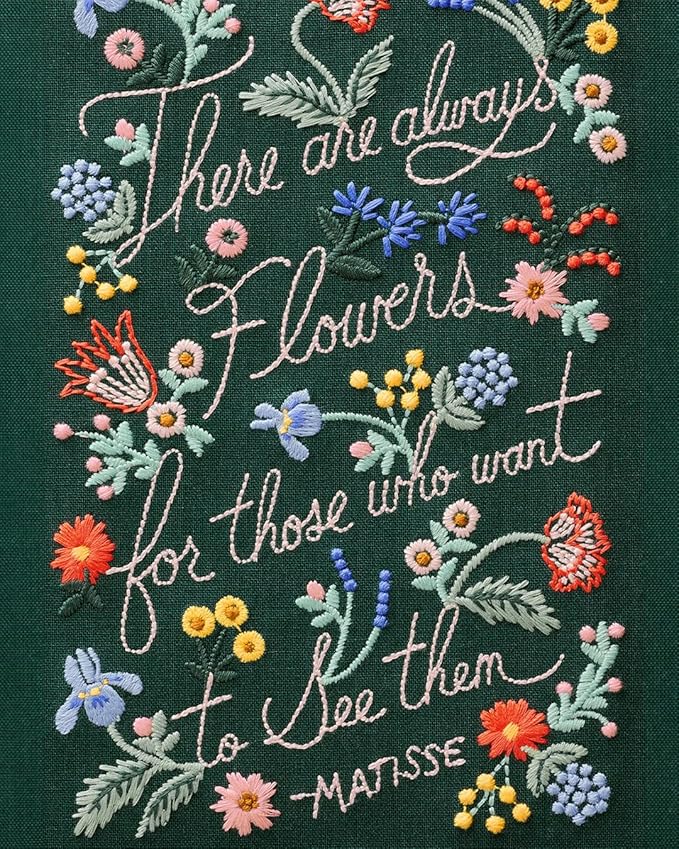 RIFLE PAPER CO. There Are Always Flowers Embroidered Journal | 240 Ruled Pages, Cloth Cover with Floral Embroidery & Grosgrain Ribbon Bookmark, Lay-Flat Binding, 8" L x 5.75" W