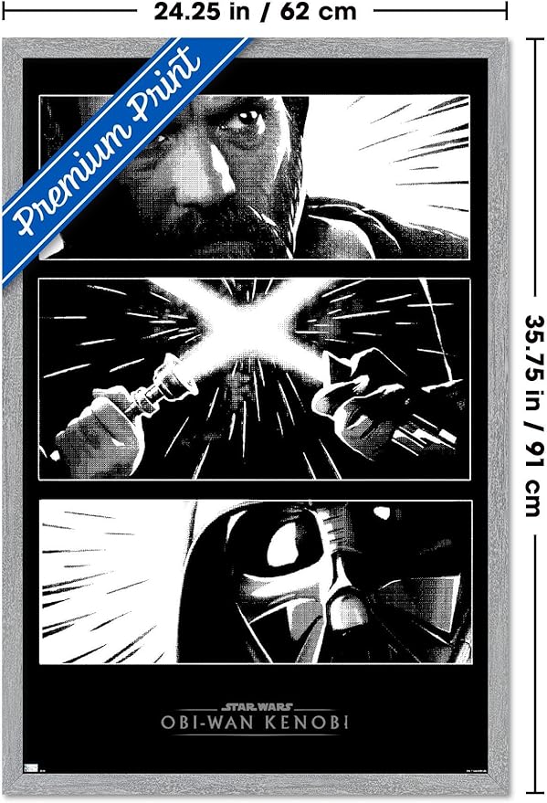 Trends International Star Wars: Obi-Wan Kenobi - Panels Wall Poster, 34L x 22.4W, Gray Framed Version