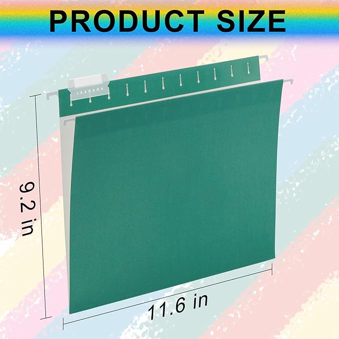 Green Hanging File Folders 6 Pack Letter Size Colored File Folders with 1/5-cut Tabs,Stay Organized for Your Home and Office Bulk File and Documents