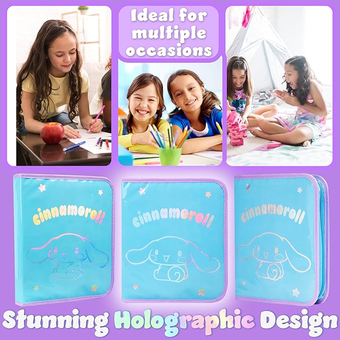 Hello Kitty Sanrio Pencil Case Kids Colored Pencils Markers Kawaii Kuromi Stationery Gifts for Kids (Blue Cinnamoroll)