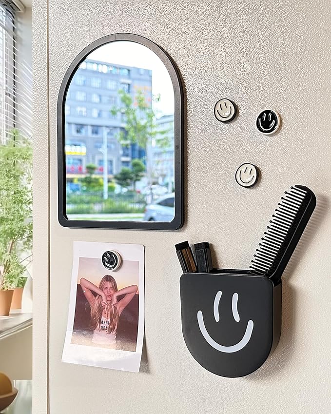 KEYDUACU 11 pcs - Locker Accessories, Locker Decorations Including Mirrors, whiteboards, Magnets and organizing Supplies. Ideal for Back-to-School Essentials and The Office (11 Pcs - Black)