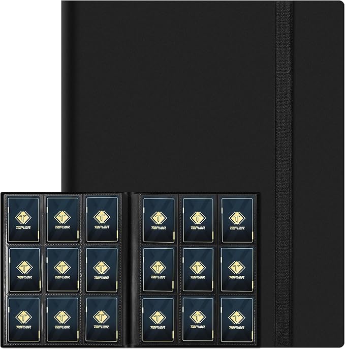 Trading Card Binder 9 Pocket, 360 Pockets Collectible Trading Card Album, Sports Card Binder for Standard Cards, Side Loading Card Folder for MTG Sports Baseball TCG Football Basketball Cards Black