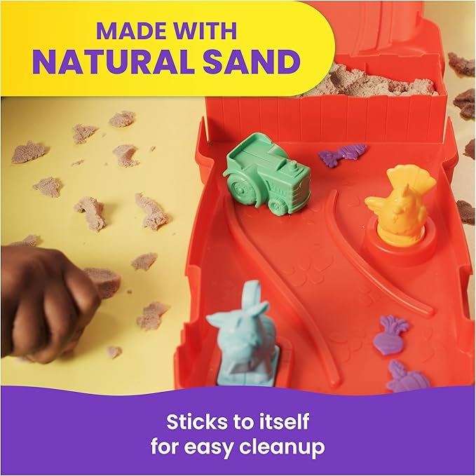 Kinetic Sand, Sandy Farm Set, Creative Easter Gifts, Includes 12oz Moldable Play Sand, 6 Tools & Molds, Storage Case, Toddler Toys for Ages 3 and up