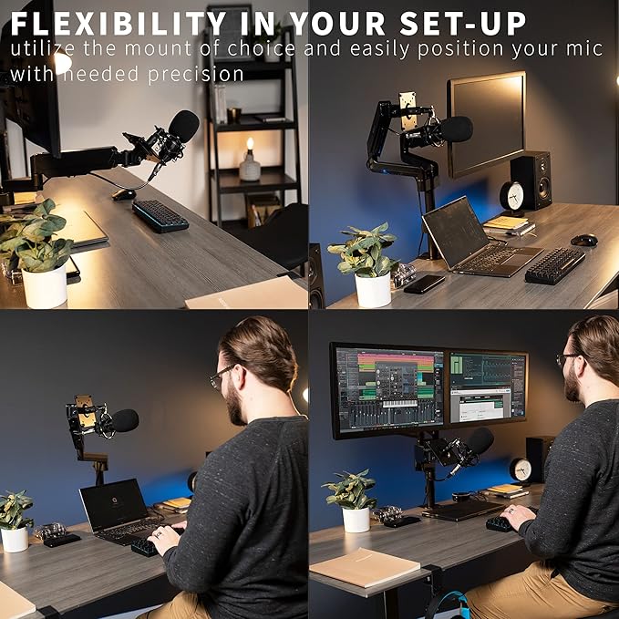 VIVO Universal Steel Microphone or Camera VESA Adapter Kit, Monitor Stand Mounting Bracket Plate, 5/8" and 3/8" Thread Base Options, Black, MOUNT-V00MIC