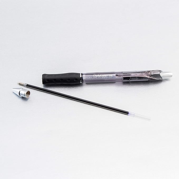 Pentel RSVP Super RT Ballpoint Pen, (0.7mm) Fine Line, Black Ink, 2-Pk - BX477BP2A (Pack of 2)