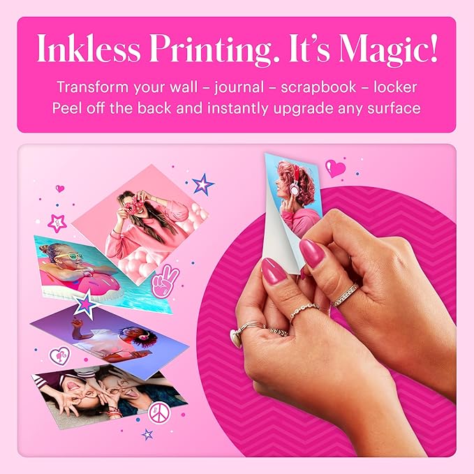 Kodak x Barbie Printomatic Full-Color Instant Print Digital Camera – 5MP Portable Barbie Camera - Colorful Photos On Zink 2x3 Sticky-Back Photo Paper – Fun Gift for Christmas Holiday - Iconic Style