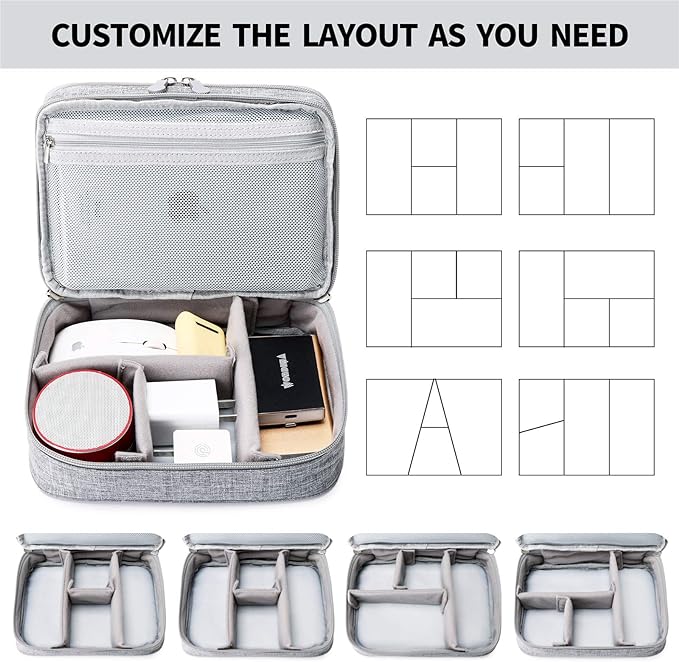 mygreen Electronics Organizer, Electronic Accessories Double Layer Travel Cable Organizer Cord Storage Bag for Cables, Power Bank, USB Flash Drive and More Gray