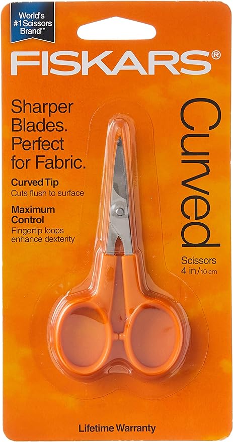 Fiskars 98087097J Curved Craft Scissors, 4 Inch, steel and orange