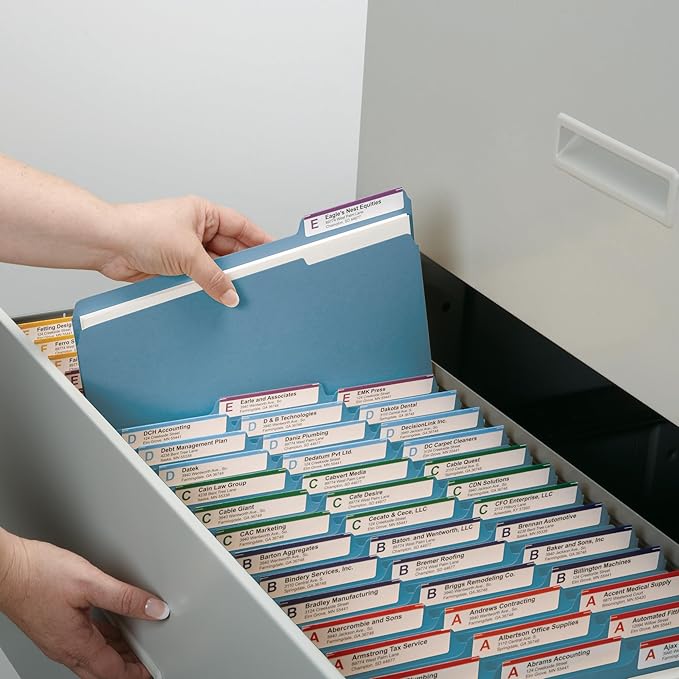 Smead Standard File Folders, Value Filing Bulk Case of 500, Blue, 1/3-Cut Tabs, Letter Size (21122)