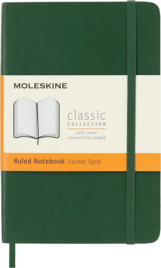 Moleskine Classic Notebook, Soft Cover, Pocket (3.5" x 5.5") Ruled/Lined, Myrtle Green, 192 Pages