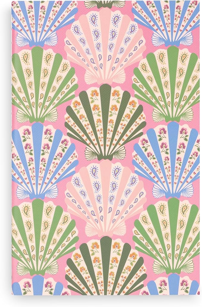Set of 2 Soft Bound 6.25" x 4" Mini Stitched Coastal Theme Notebooks (Cottage Shells)