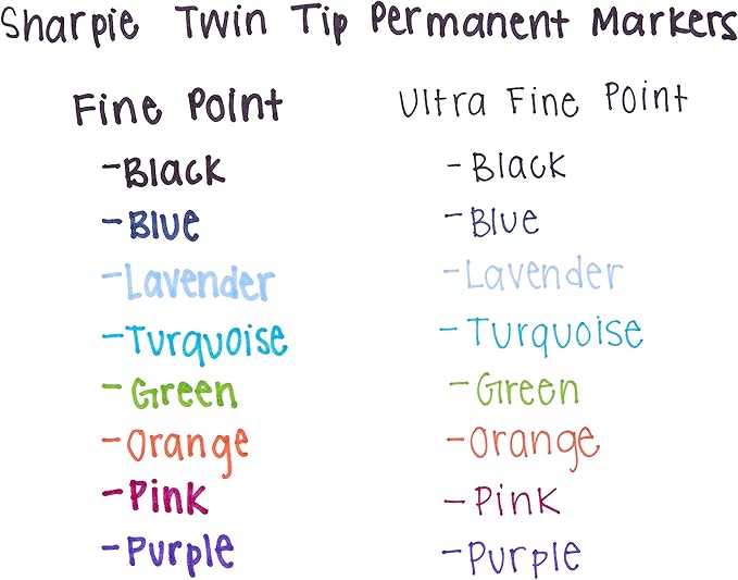 Sharpie 32174PP Twin Tip Permanent Markers Fine and Ultra Fine Assorted Colors 4 Count