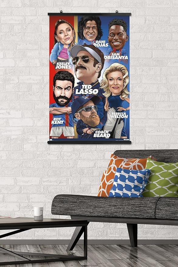 Ted Lasso - Character Grid Wall Poster, 34L" x 22.4W", Premium Poster & Clip Bundle