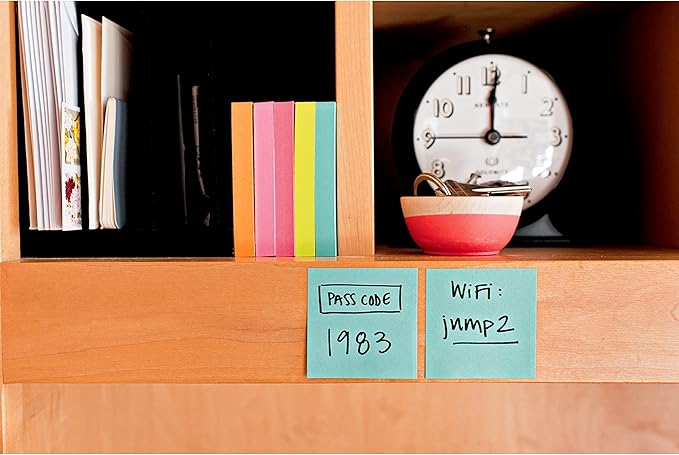 Post-it Super Sticky Notes, 8 Sticky Note Pads, 1.875 x 1.875 in., Ideal for Organization in Your Dorm, Home or Office, 2X The Sticking Power, Supernova Neons Collection