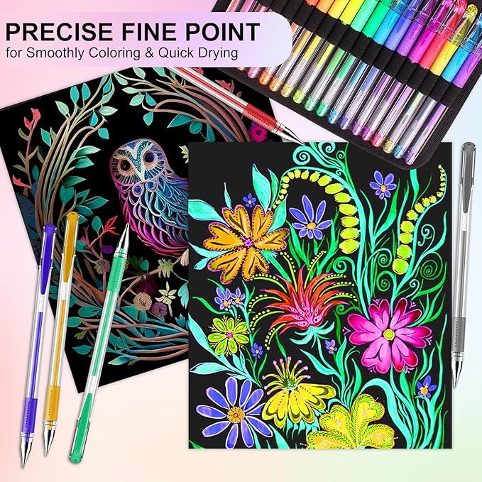 160 Pack Gel Pens for Adult Coloring Book, 80 Colors Gel Pens Colored with 80 Rifills, Glitter Gel Pens for Artists Drawing & Painting