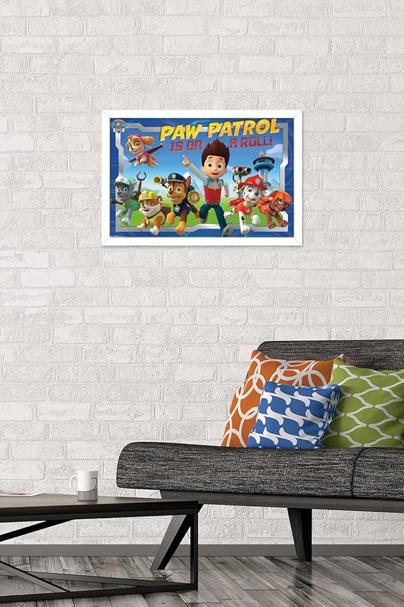 Nickelodeon Paw Patrol - Crew Wall Poster, 22.4L" x 14.7W", White Framed Version