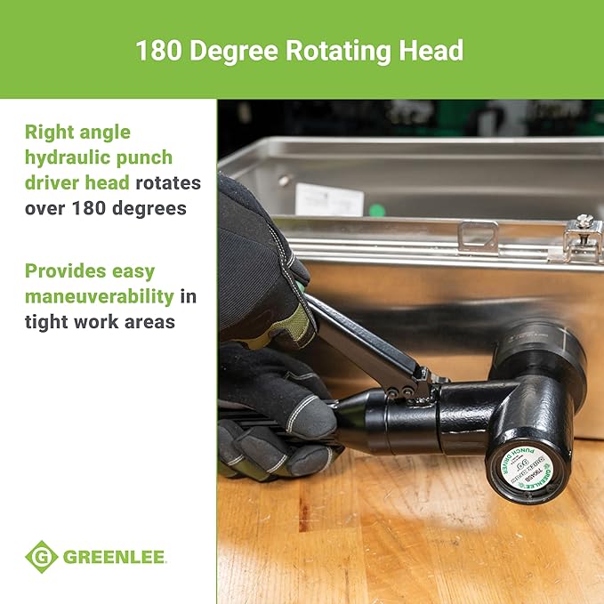 Greenlee 7906SB 8-Ton Hydraulic Knockout Punch Kit with Quick Draw 90 Knockout Driver, 1/2" to 2" Slug-Buster Punches, Dies, and Short Hydraulic Draw Studs