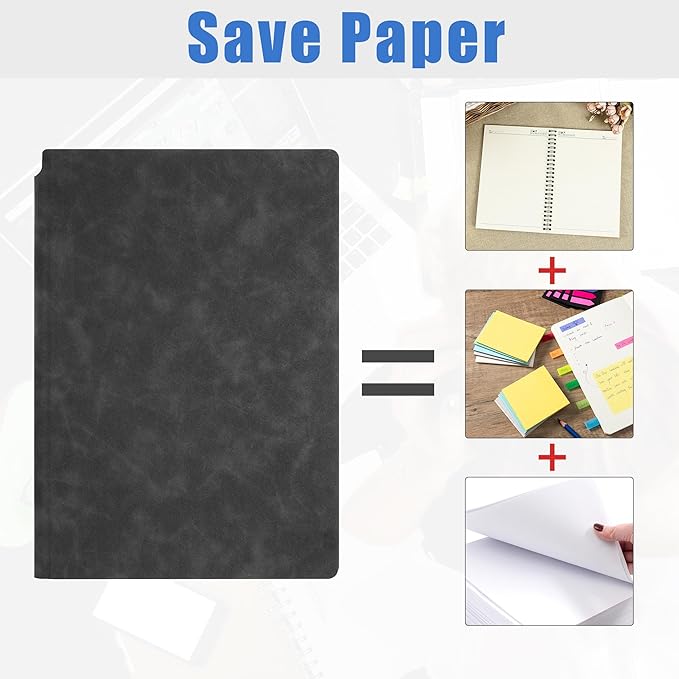 Portable White Board Dry Erase Notebook 12" x 9" (A4), Double Sided Folding Reusable Whiteboard with 3 Markers & 1 Pen Bag, Anti-Ghosting & Anti-Smudg Surface Notebook for Study, Meeting (Black)