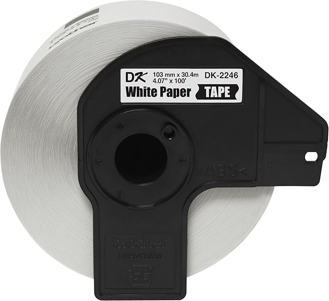 Brother Genuine DK-2246 Label Paper for Brother QL Label Printers - Continuous Length Black on White Paper Labels, 4.07” x 100’ (103mm x 30.4m)