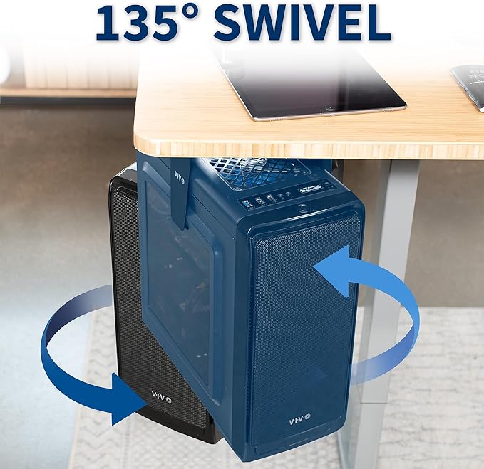 VIVO Adjustable Under Desk and Wall 3.5 to 7.8 inch Wide Office PC Mount, Computer Case CPU Machine Holder Stand with Swivel and Secure Locking, Holds 22 lbs, Black, MOUNT-PC01