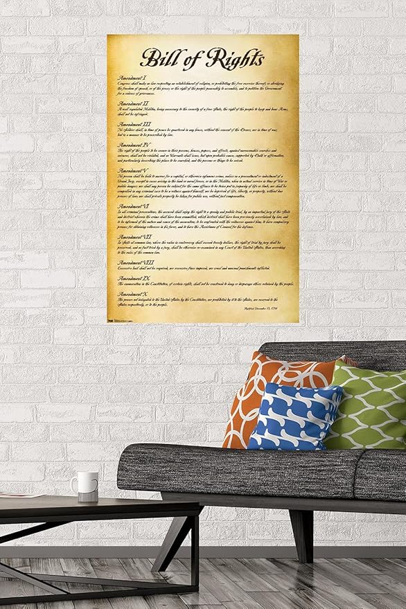 Trends International The United States of America - Bill of Rights Wall Poster, 22.375" x 34", Premium Poster & Mount Bundle