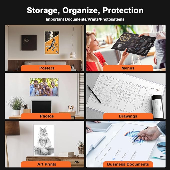 Ndsox 5 Pack 11" x 17" Rigid Print Protectors - Heavy Duty Hard Plastic Sheet Page Protectors - Crystal-Clear Menu Holders - Top Loading Art Prints Sleeves for Documents Magazines Posters Photographs