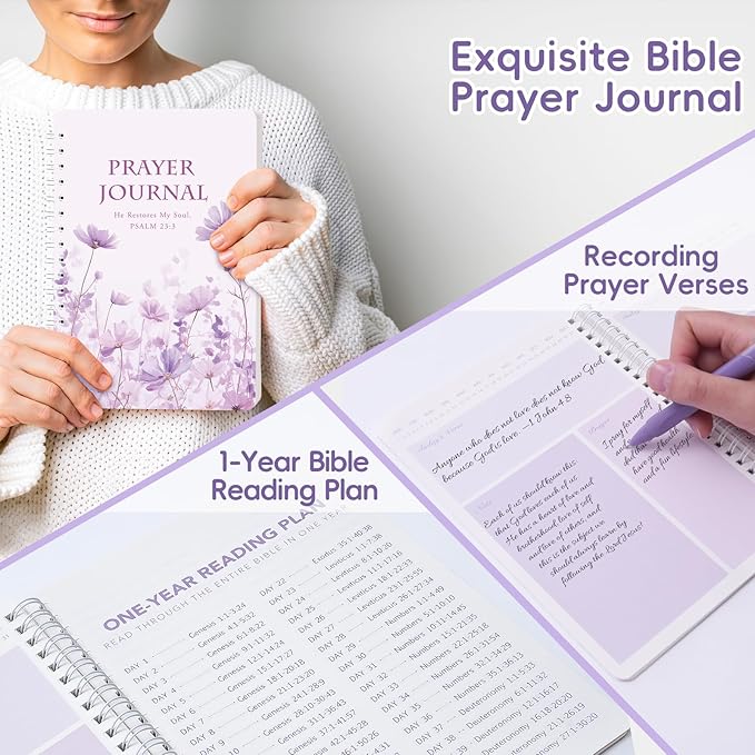XKDOUS Bible Study Supplies Journaling Kit for Women, Bible Study Kit Journaling Supplies with Prayer Journal, Highlighters, Emergency Card, Pencil Case and More, Christian Gifts for Women, Purple