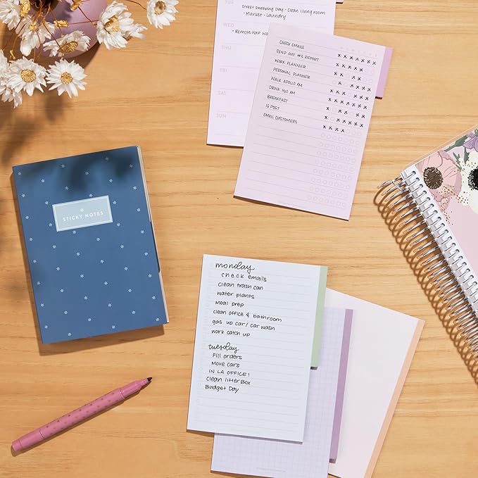 Erin Condren Earth Tones Functional Tabbed Sticky Notes Booklet, 7 Section Productivity Sticky Notes Set with 140 Total Sheets for Planning, Organization, and Note-Taking