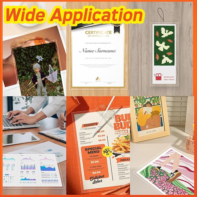 Thicker Self Adhesive Laminating Sheets,60 PCS 8.5 x 11 Self Sealing Laminate Sheets Lettter Size No Machine No Heat 4mil Clear Laminating Sheets for Protecting Documents, Photos
