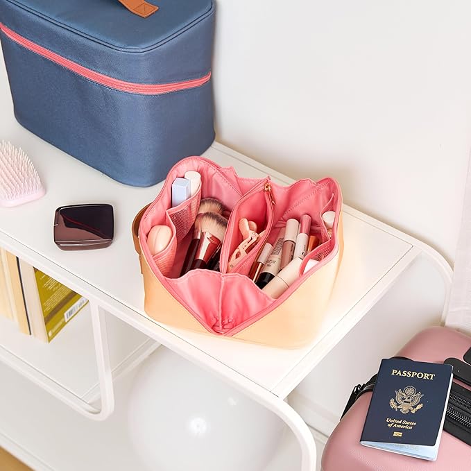 Erin Condren Small Organizer Case, Stylish Marigold Multi-Purpose Travel Case with Sturdy Vegan Leather Handle, Carry Toiletries, Makeup, Jewelry or Essentials