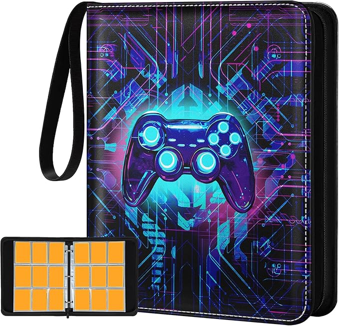 for 9 Pocket Trading Card Binder for 900 Cards - Cute Large Capacity Card Collection Album Folder with Zipper for Boys Men Teens Design for Sports, TCG, Game Cards