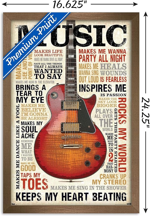 Trends International Music Inspires Me Wall Poster, 14.725" x 22.375", Bronze Framed Version